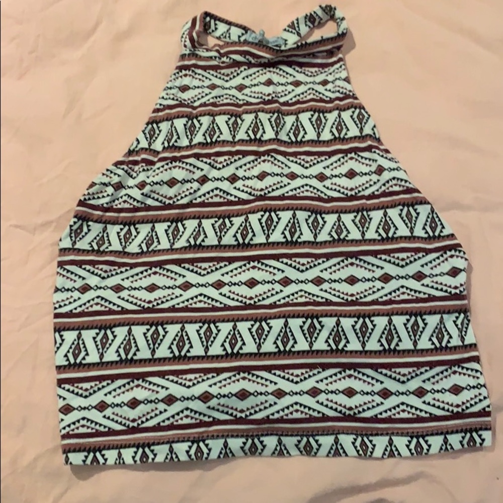 High neck, open back tribal tank